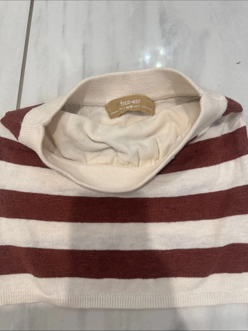 Free People Cream & Brown Striped Knit Tube Top and Shorts Set